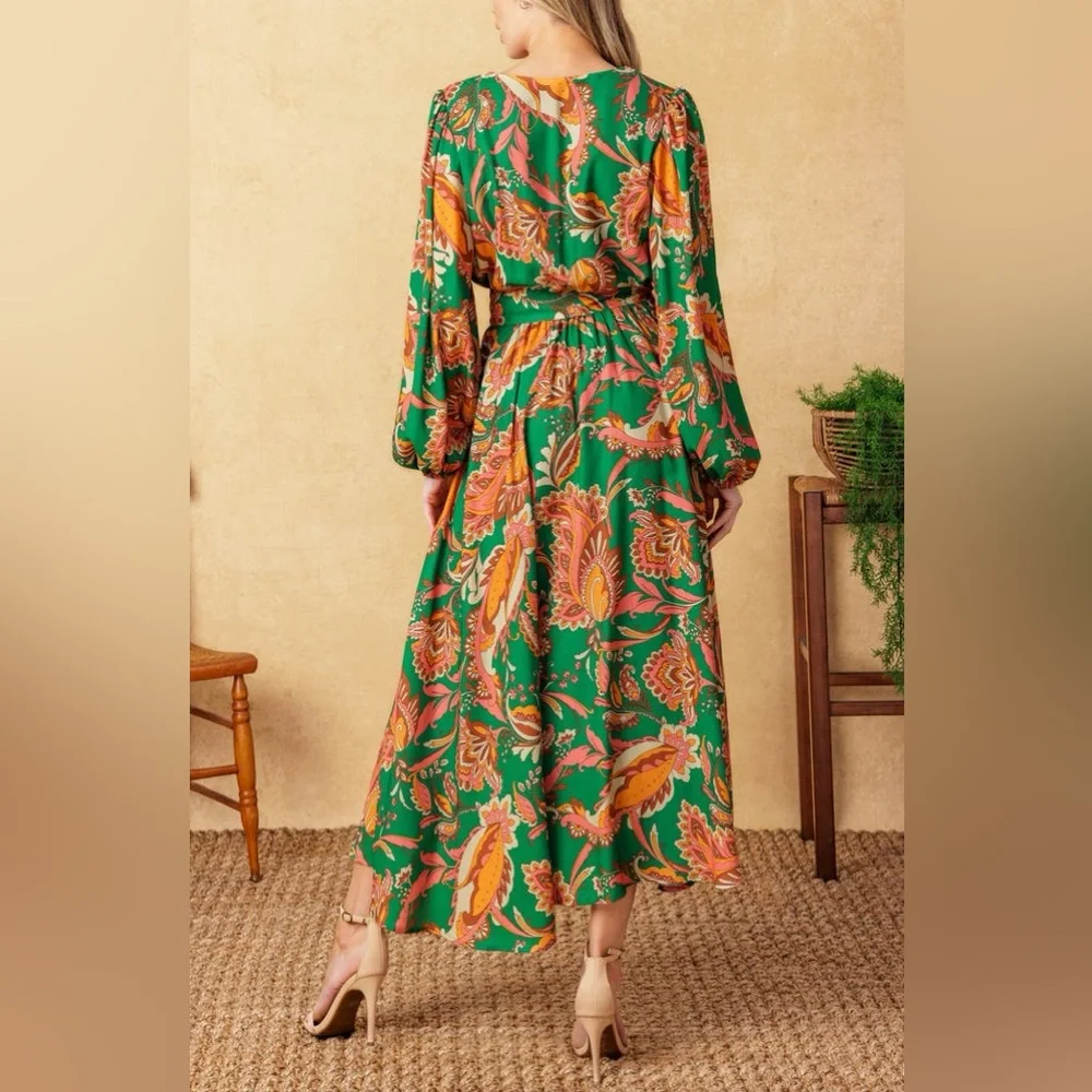 Flaying Tomato SUNNYSIDE FLORALS WOVEN MIDI DRESS size L pristine condition - Picture 6 of 17